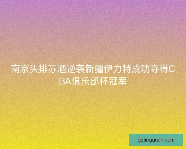 南京头排苏酒逆袭新疆伊力特成功夺得CBA俱乐部杯冠军