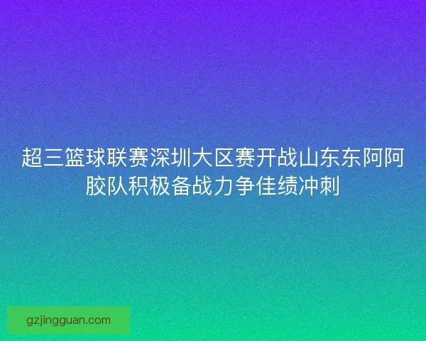 超三篮球联赛深圳大区赛开战山东东阿阿胶队积极备战力争佳绩冲刺