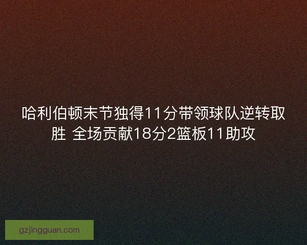哈利伯顿末节独得11分带领球队逆转取胜 全场贡献18分2篮板11助攻