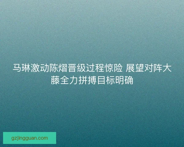 马琳激动陈熠晋级过程惊险 展望对阵大藤全力拼搏目标明确